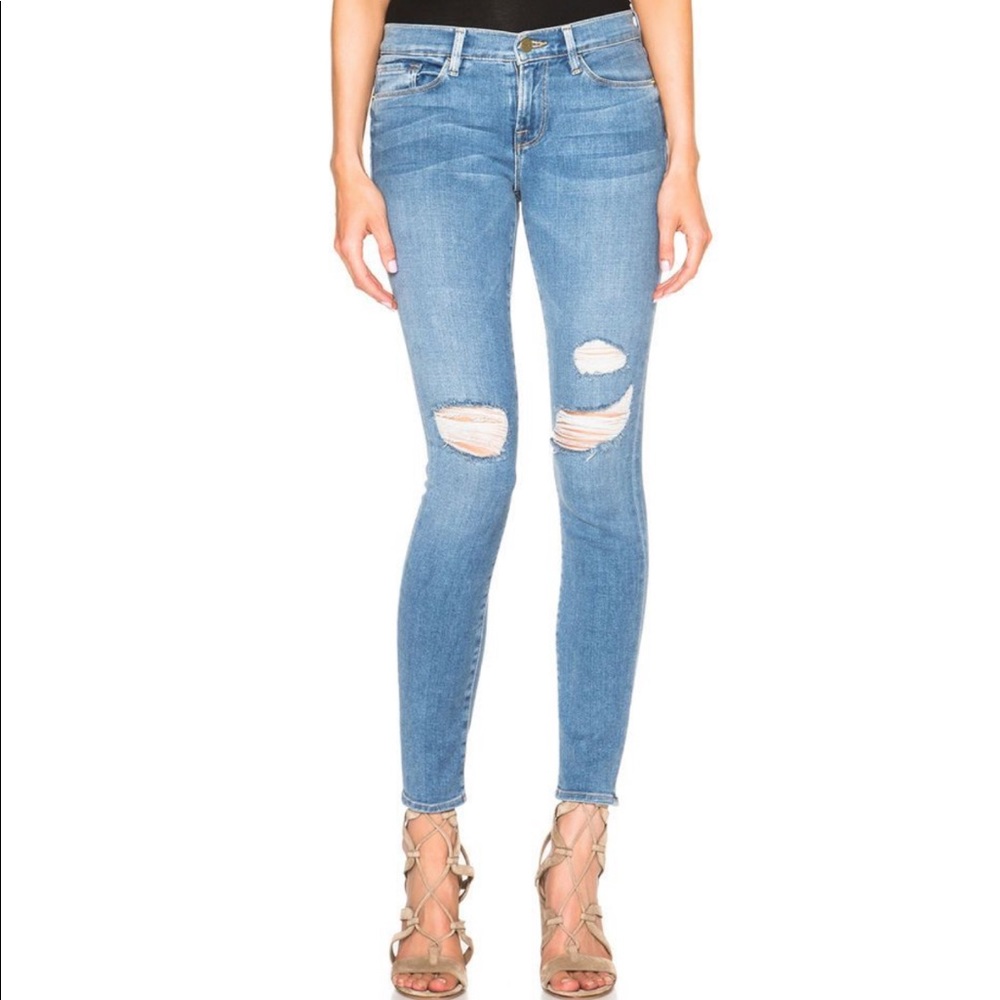 Frame Denim Le Skinny de Jeanne Distressed Laurel